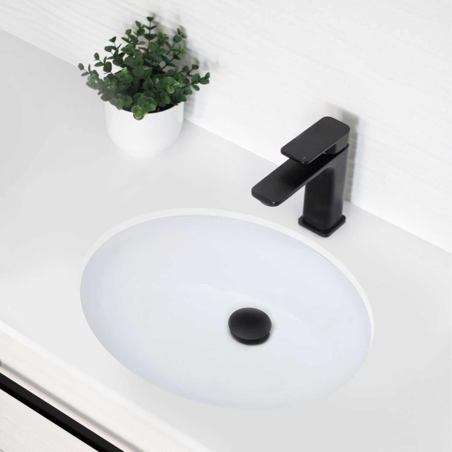 Stylish Undermount 16" Porcelain Round Bathroom Sink with 2 Overflow Finishes P-207