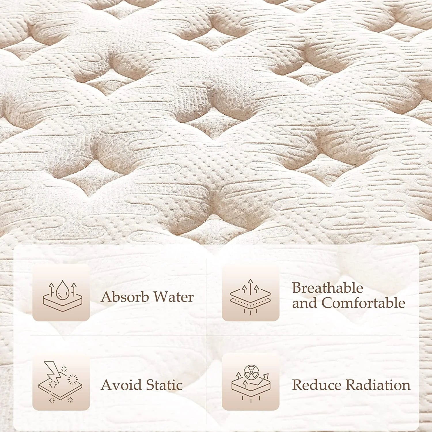 Kescas 12 Inch Memory Foam Hybrid Queen Mattress - Knitted Fabric Cover with Linen - Heavier Coils for Durable Support - Pocket Innersprings for Motion Isolation - Pressure Relieving - Medium Firm