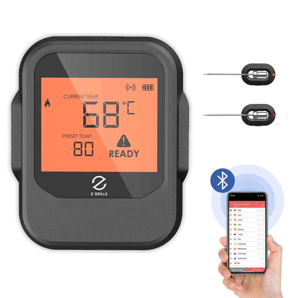 Z GRILLS Digital Wireless Meat Thermometer with 8 Probes for Smoker Grill BBQ Thermometer (Bluetooth)