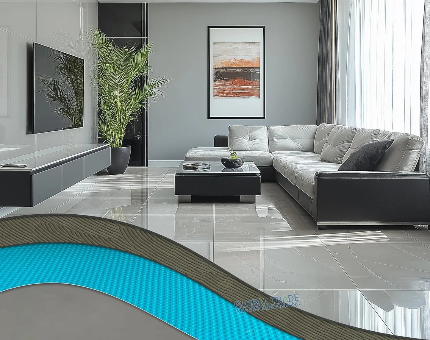 Uncoupling Waterproofing Membrane Roll, 54 Sq Ft (3.3 Ft x 16.4 Ft), 1/8'' Anti-Fracture Mat, Crack Isolation Flooring Underlayment for Bathroom Floor Tile, Subfloor
