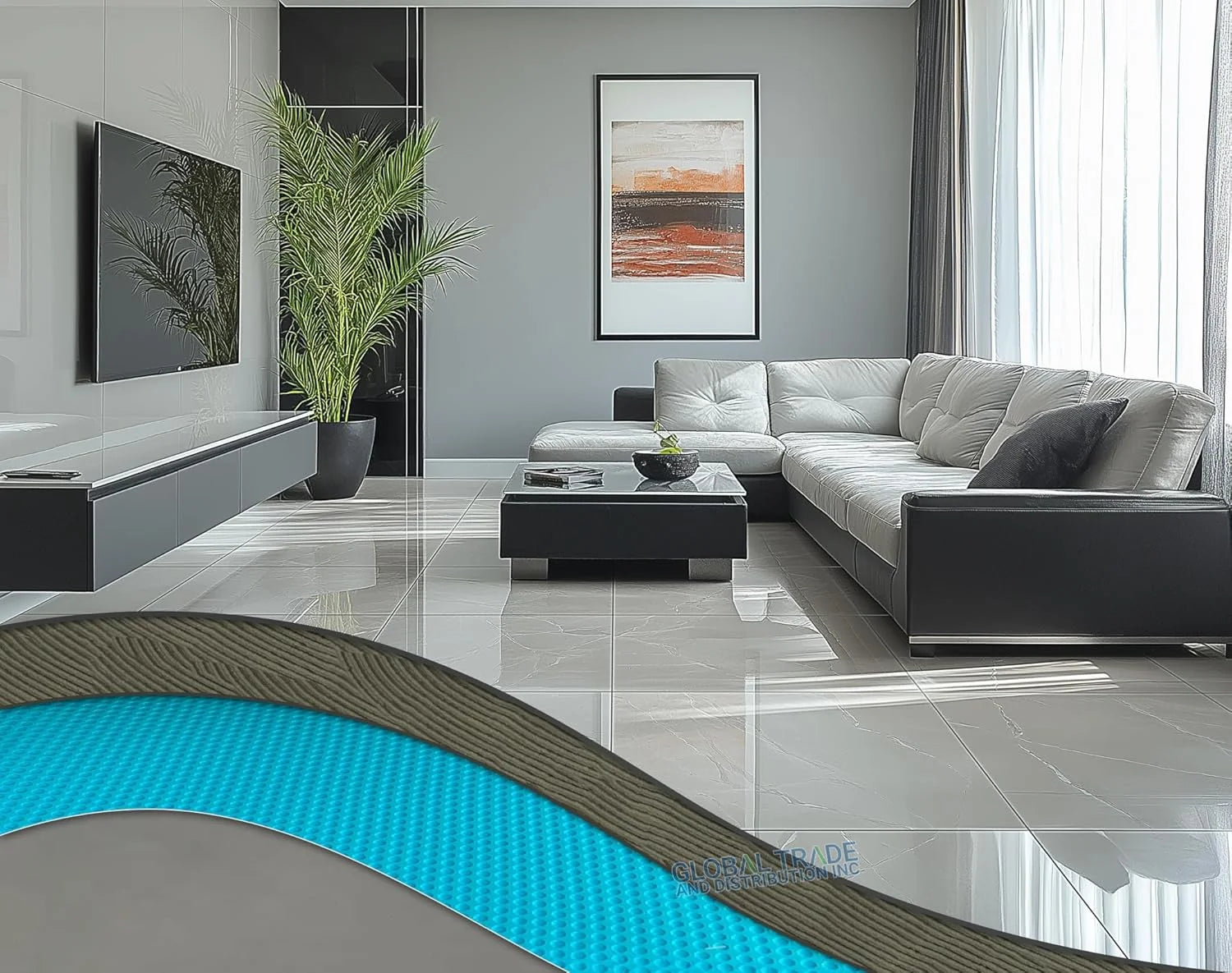Uncoupling Waterproofing Membrane Roll, 54 Sq Ft (3.3 Ft x 16.4 Ft), 1/8'' Anti-Fracture Mat, Crack Isolation Flooring Underlayment for Bathroom Floor Tile, Subfloor