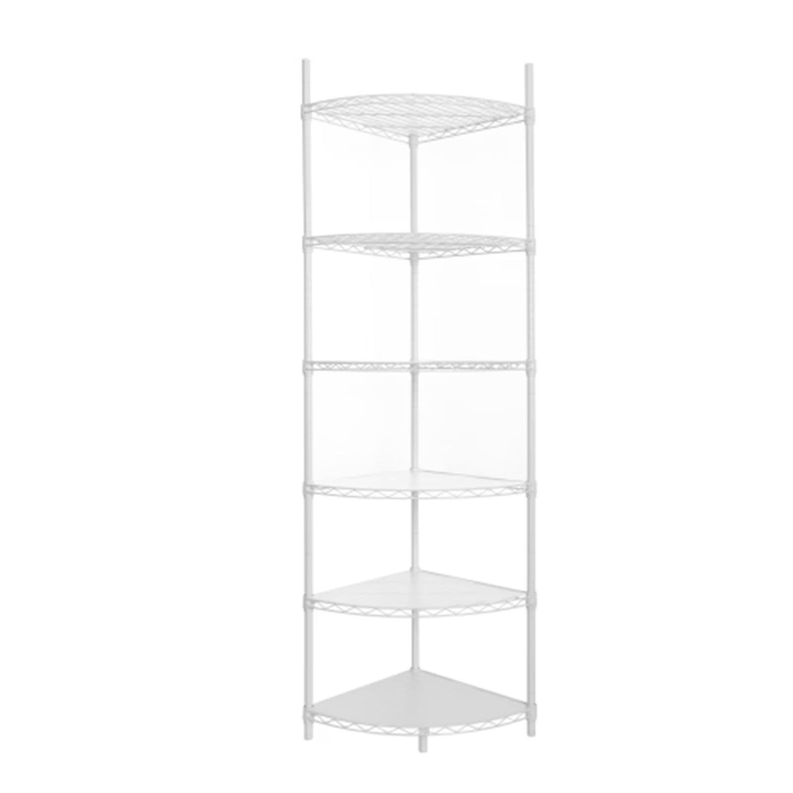 6 Tier Corner Storage Shelves, Wire Shelving Unit, Adjustable Metal Heavy Duty Free Standing Corner Storage Display Chrome Rack for Laundry Bathroom Kitchen Pantry Closet, Chrome