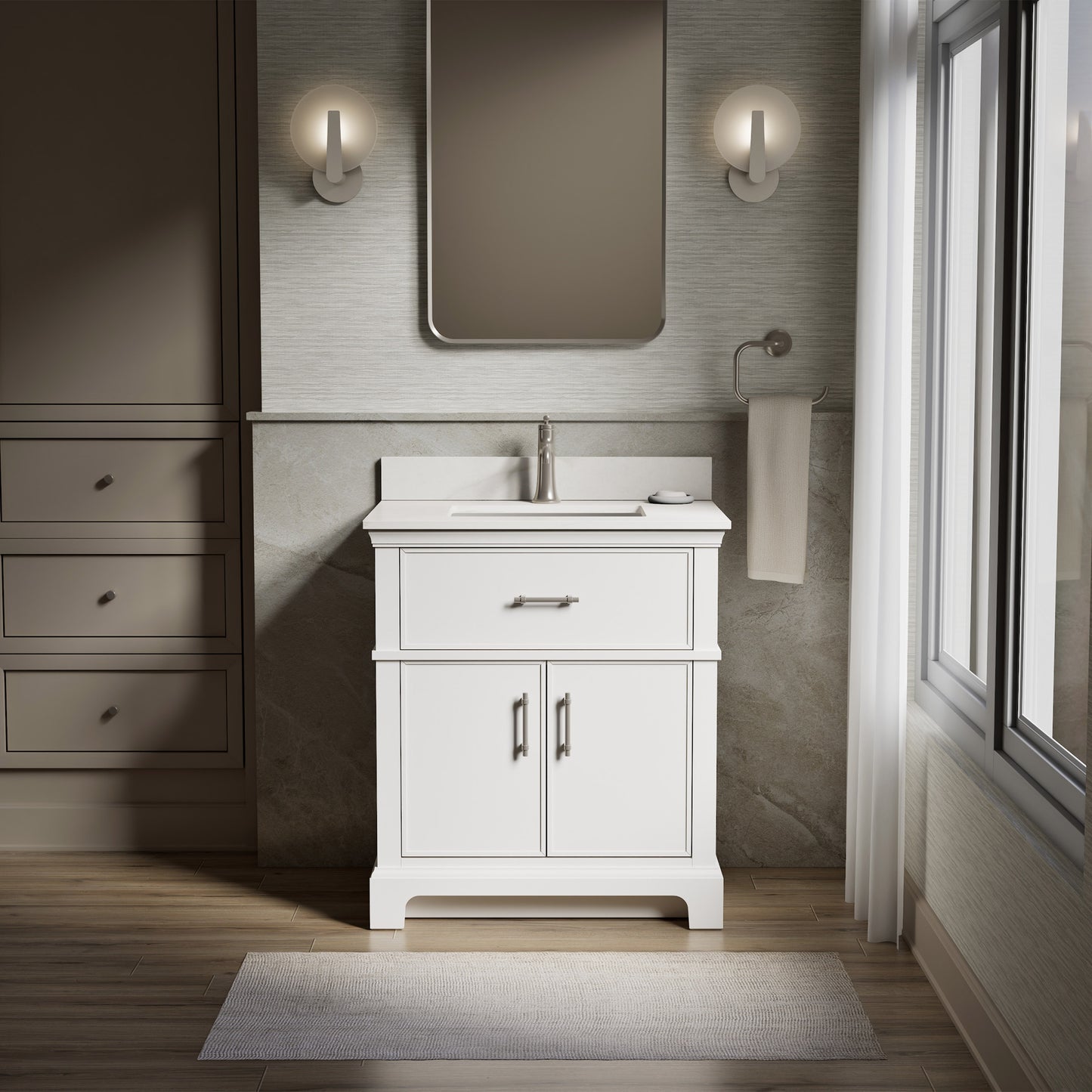 Kohler Chulton Bathroom Vanity with Sink and Quartz Top in White