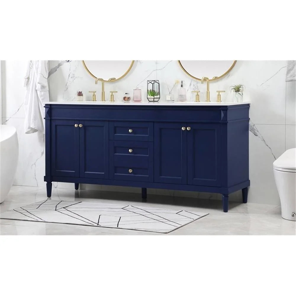 Elegant Kitchen and Bath 72 Inch Double Bathroom Vanity In Blue