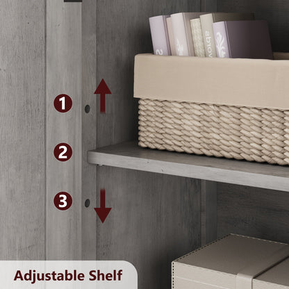 Kitchen Pantry Storage Cabinet with Doors and Shelves, 50.4" Freestanding Pantry Cabinets, Wooden Cupboard, Large Floor Cabinet for Bathroom, Kitchen, Dining Room, Living Room, Rustic Brown