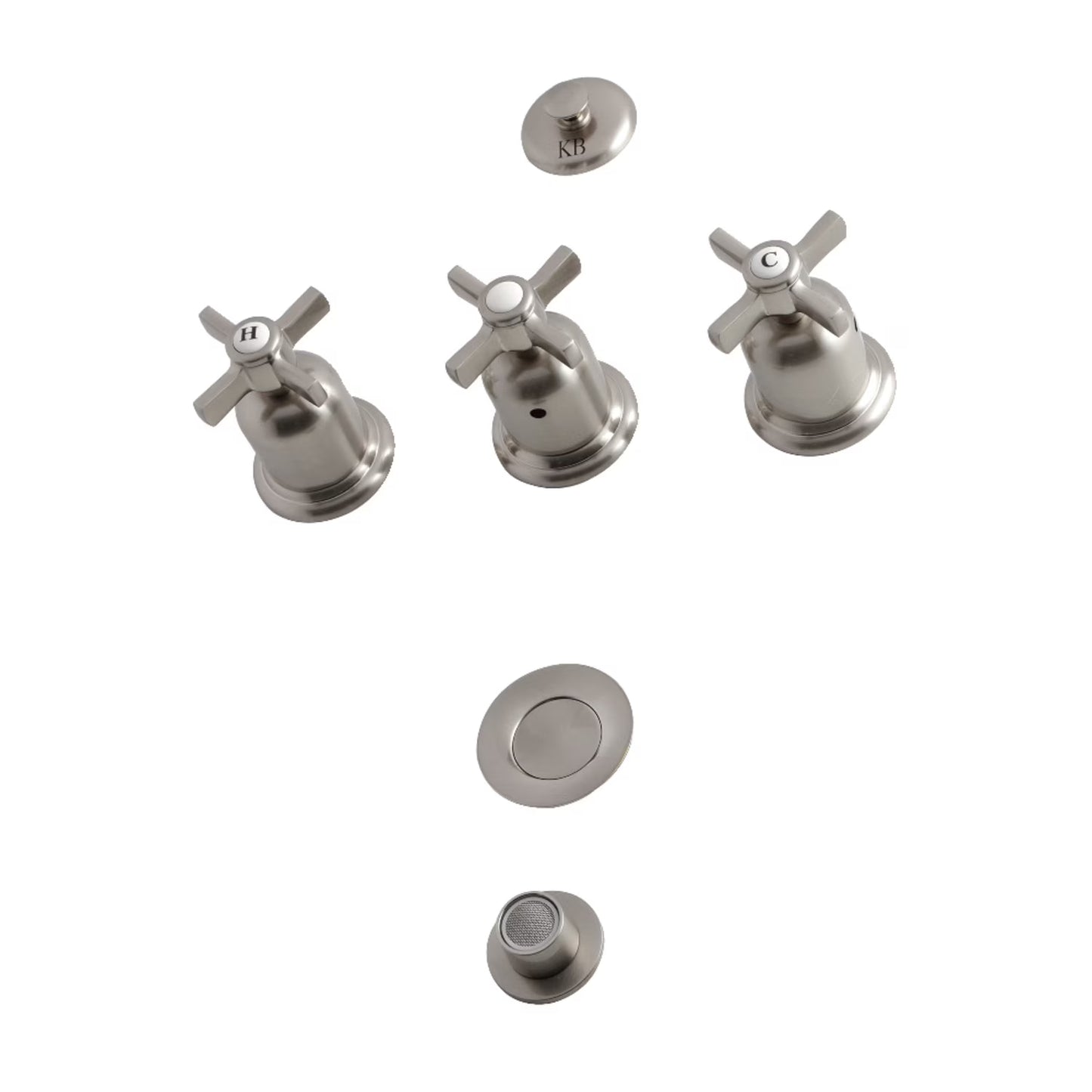 Kingston Brass KB6328ZX Millennium Three-Handle Bidet Faucet, Brushed Nickel