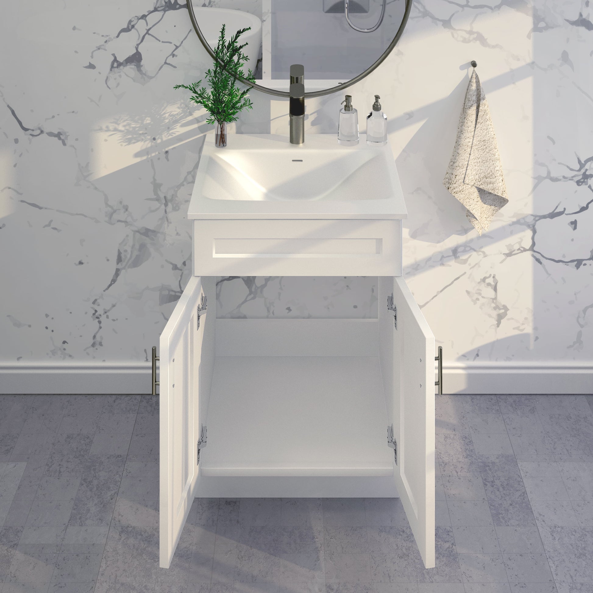 White Shaker Sink Base Bathroom Vanity Ready-to-Assemble Cabinet 24" Width