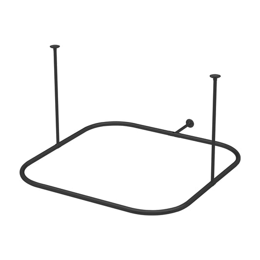 Naiture Hoop Square Shower Curtain Rod with Ceiling Support for Clawfoot Tub, 36" L X 36" W Never Rust Stainless Steel, Black Finish