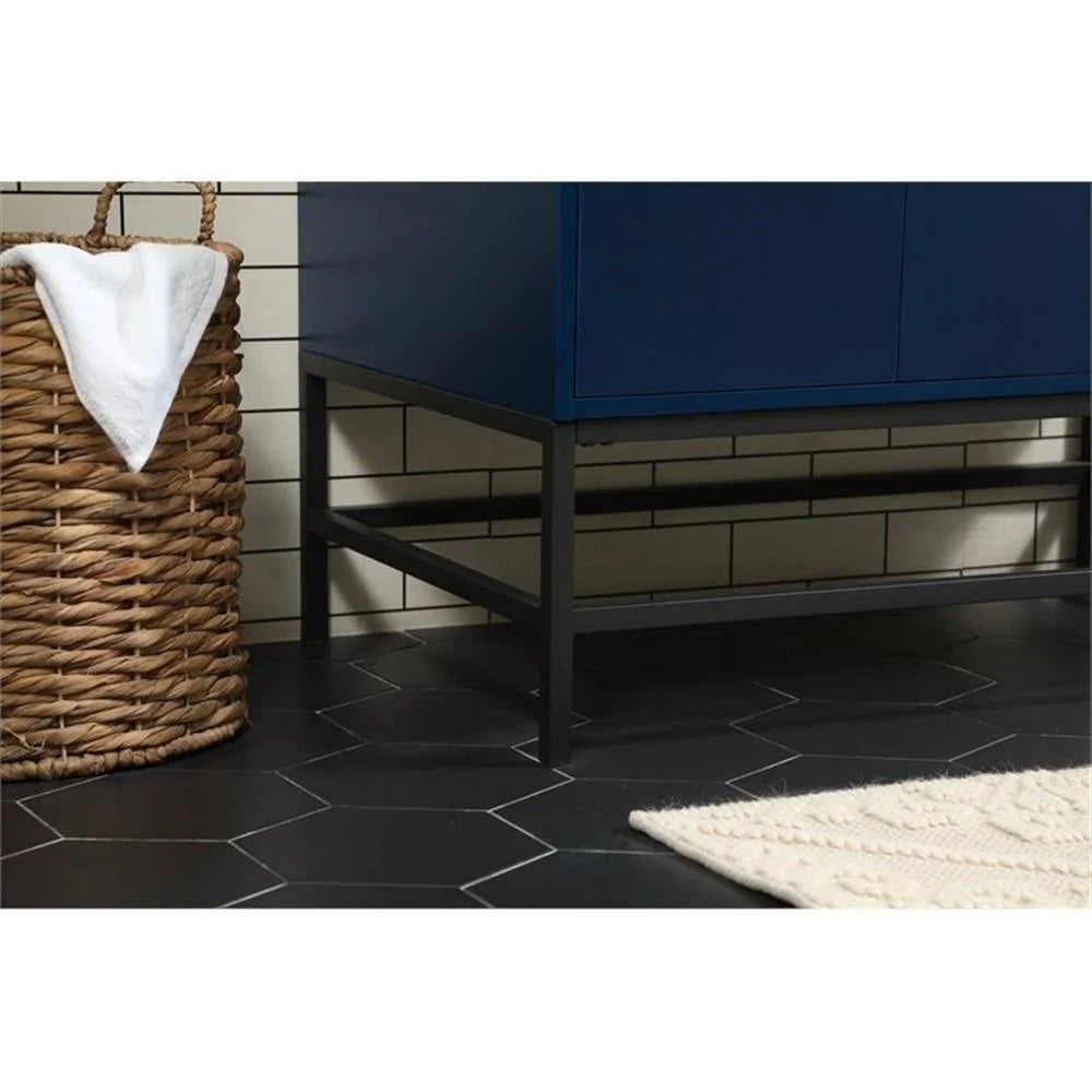 Elegant Decor Eugene 36" Aluminum MDF Single Bathroom Vanity in Blue