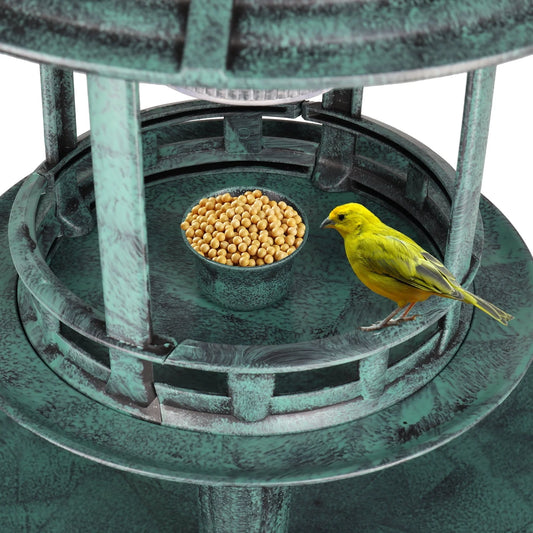 UBesGoo 42 Inch Bird Bath with Solar Light Dark Green