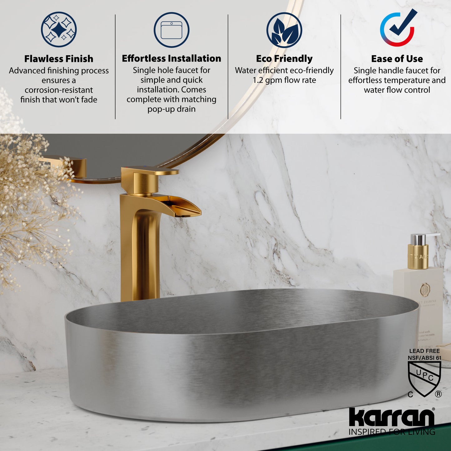 Karran Usa Kbf442 Kassel 1.2 GPM Vessel Single Hole Bathroom Faucet - Copper