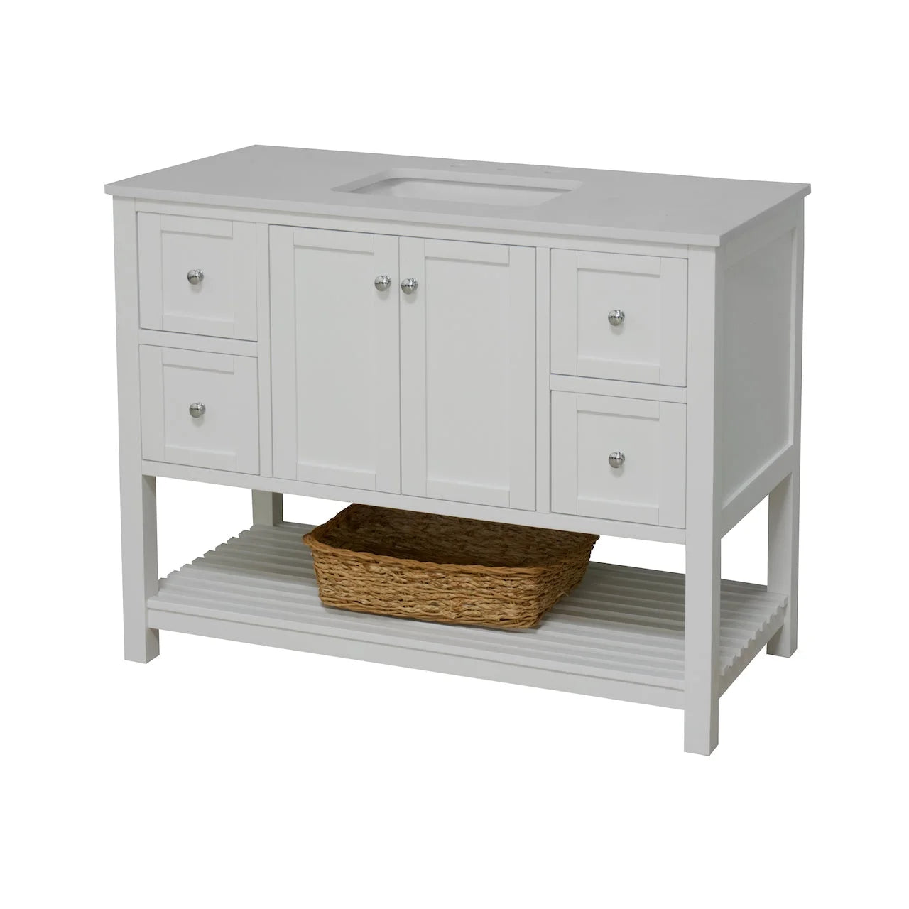 Lakeshore 48" Bathroom Vanity with White Cabinet and Engineered White Top