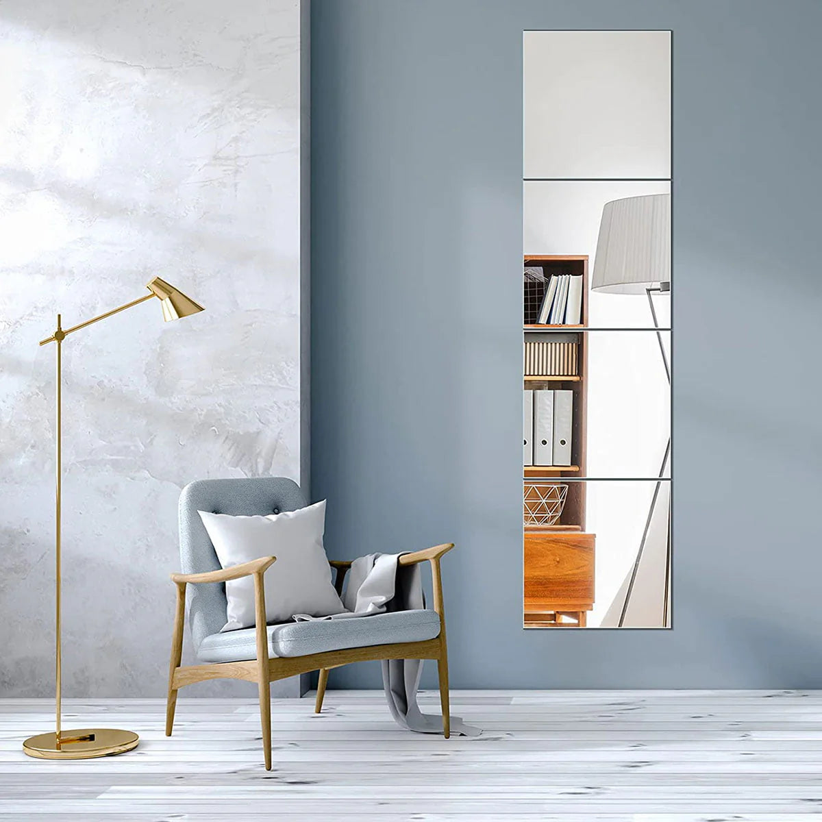 EUWBSSR 10pcs 12in Flexible Mirror Sheets Self-Adhesive Plastic Mirror Tiles Non-Glass Mirror Sticker,Ultra-Thin Flexible Mirror Sheets for Bedroom Closet Bathroom