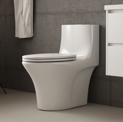 Albriya A1878 Modern One Piece Toilet, Standard Bathroom Toilet Power Dual Flush 1.1/1.6 GPF with Comfortable Seat ADA Height 16 1/2’ 12’Rough-In, MaP 1000g, Glossy White