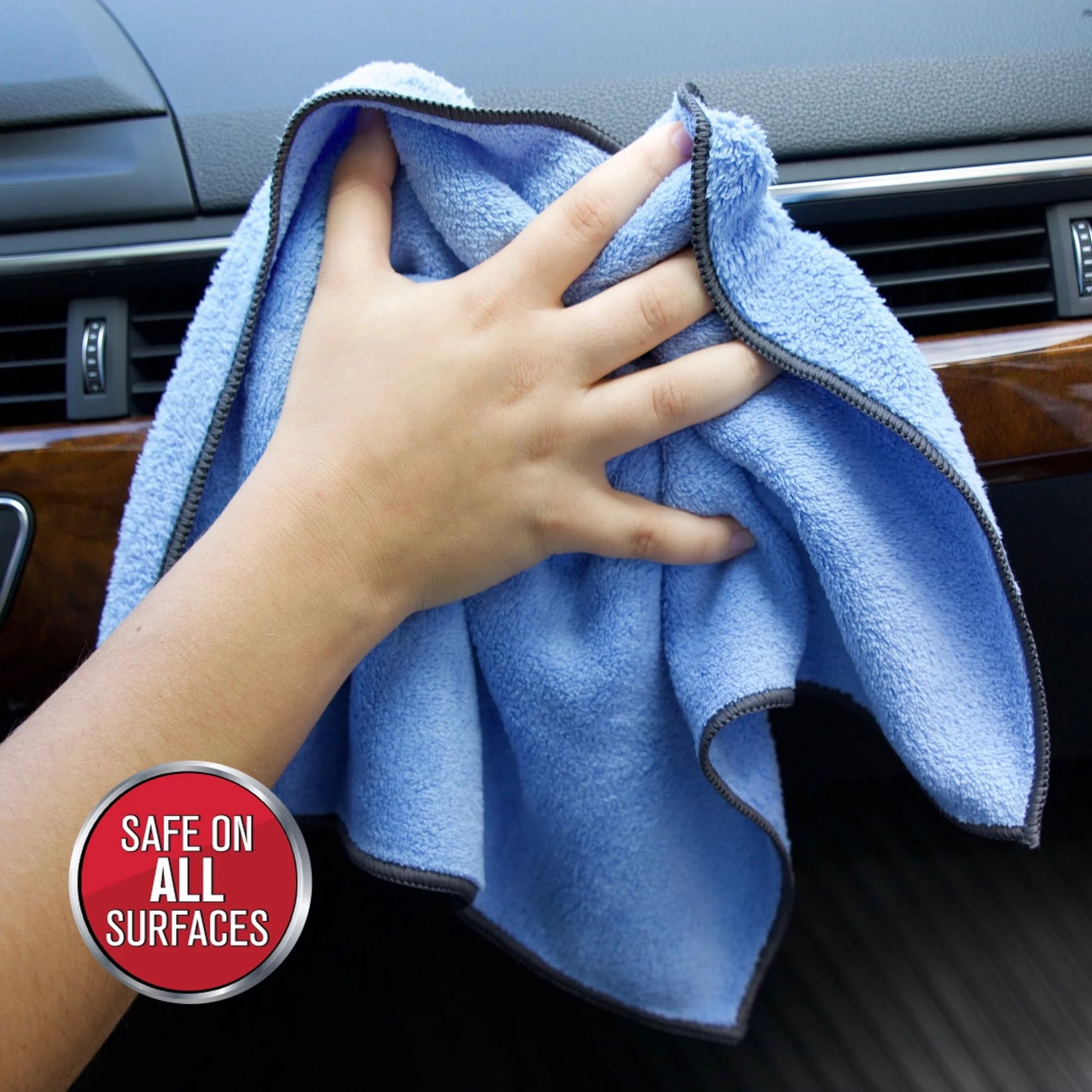 Auto Drive Coral Fleece Multi-Purpose Microfiber Towel, Cleaning, Detailing, 24 Pack, Blue & Yellow