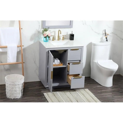 Elegant Kitchen and Bath 30 Inch Single Bathroom Vanity In Grey