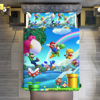 Luigi Super Mario 3 Piece Bedding Sets Decor Comforter Sets With One Duvet Cover Two Pillow Shams