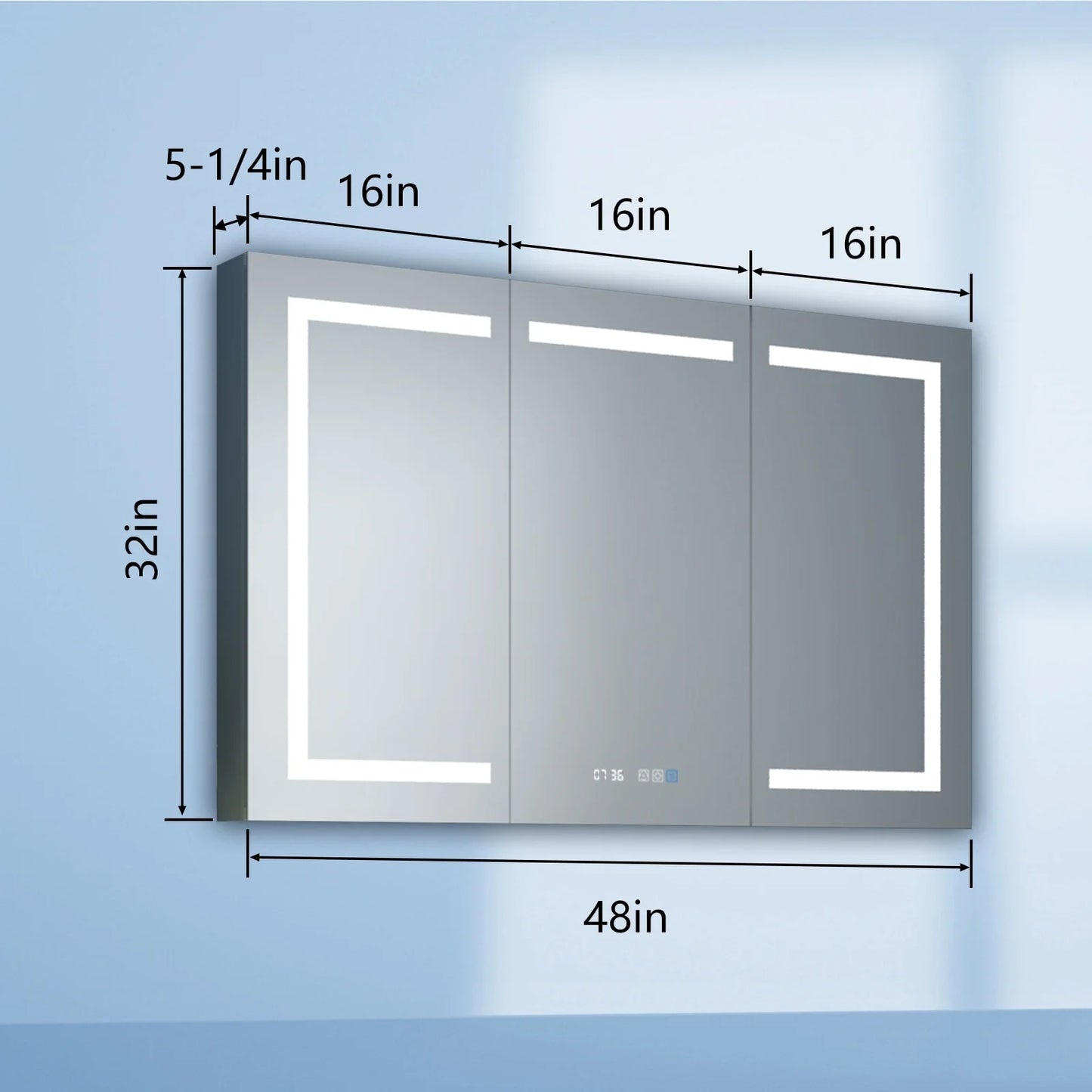 ExBrite LED Lighted Bathroom Medicine Cabinet with Mirror Recessed or Surface led Medicine Cabinet 48"x 32"