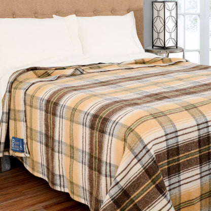 Chevreuse Wool Blend Plaid Washable King Blanket, Yellow