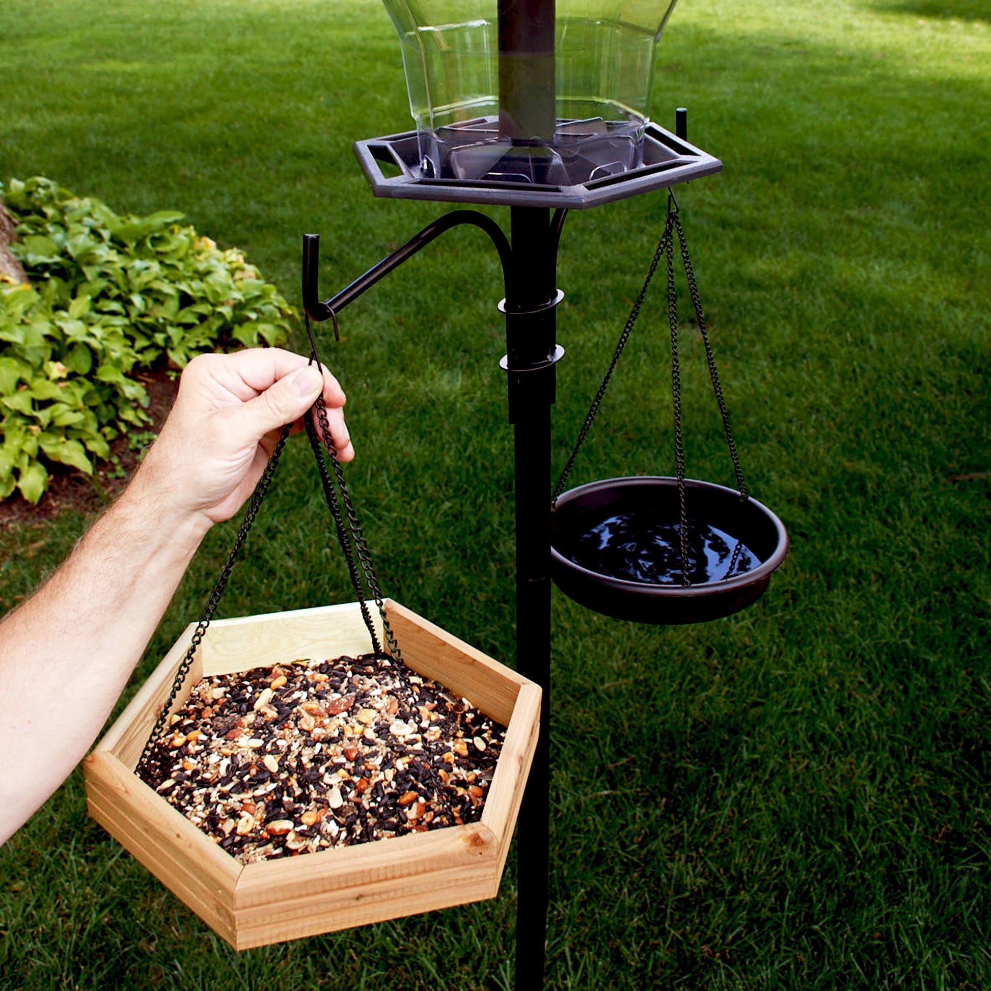 Pennington Red Cedar 2 in 1 Wild Bird Bath and Wild Bird Feeder, 4 lb. Capacity