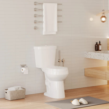 21" Toilet, Two-Piece Toilet, ADA Toilet with Dual Flush, Round Toilets for Bathrooms with Soft Close Seat, Universal Height with 1.28 Siphonic Flush Cotton White