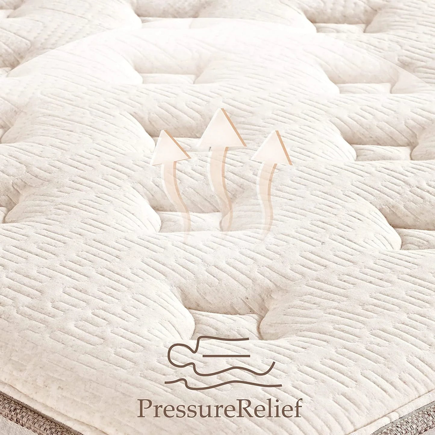 Kescas 12 Inch Memory Foam Hybrid Queen Mattress - Knitted Fabric Cover with Linen - Heavier Coils for Durable Support - Pocket Innersprings for Motion Isolation - Pressure Relieving - Medium Firm