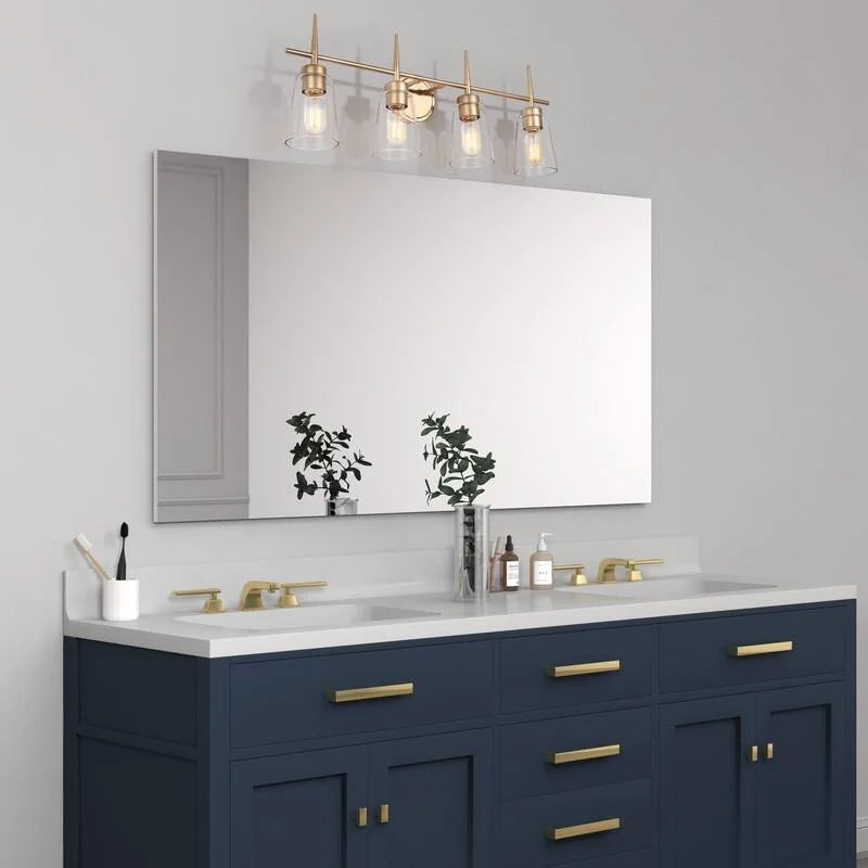 Modern 4/3/2-Light Farmhouse Linear Bathroom Vanity Lights Dimmable Wall Sconces with Clear Glass Shade L 20'' 3-light L20"x W6"x H 11.5" Painted 13