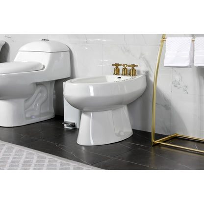 Kingston Brass KB6327DX Concord Three-Handle Bidet Faucet with Brass Pop-Up, Brushed Brass