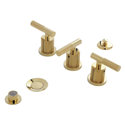 Kingston Brass KB6320KNL Convergent Three-Handle Bidet Faucet with Knurled Handle and Brass Pop-Up, Matte Black