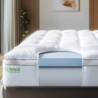 Viscosoft Hybrid Lux Dual Layer Mattress Topper - Twin Size - 4 Inch - CertiPUR-US Certified Gel Memory Foam
