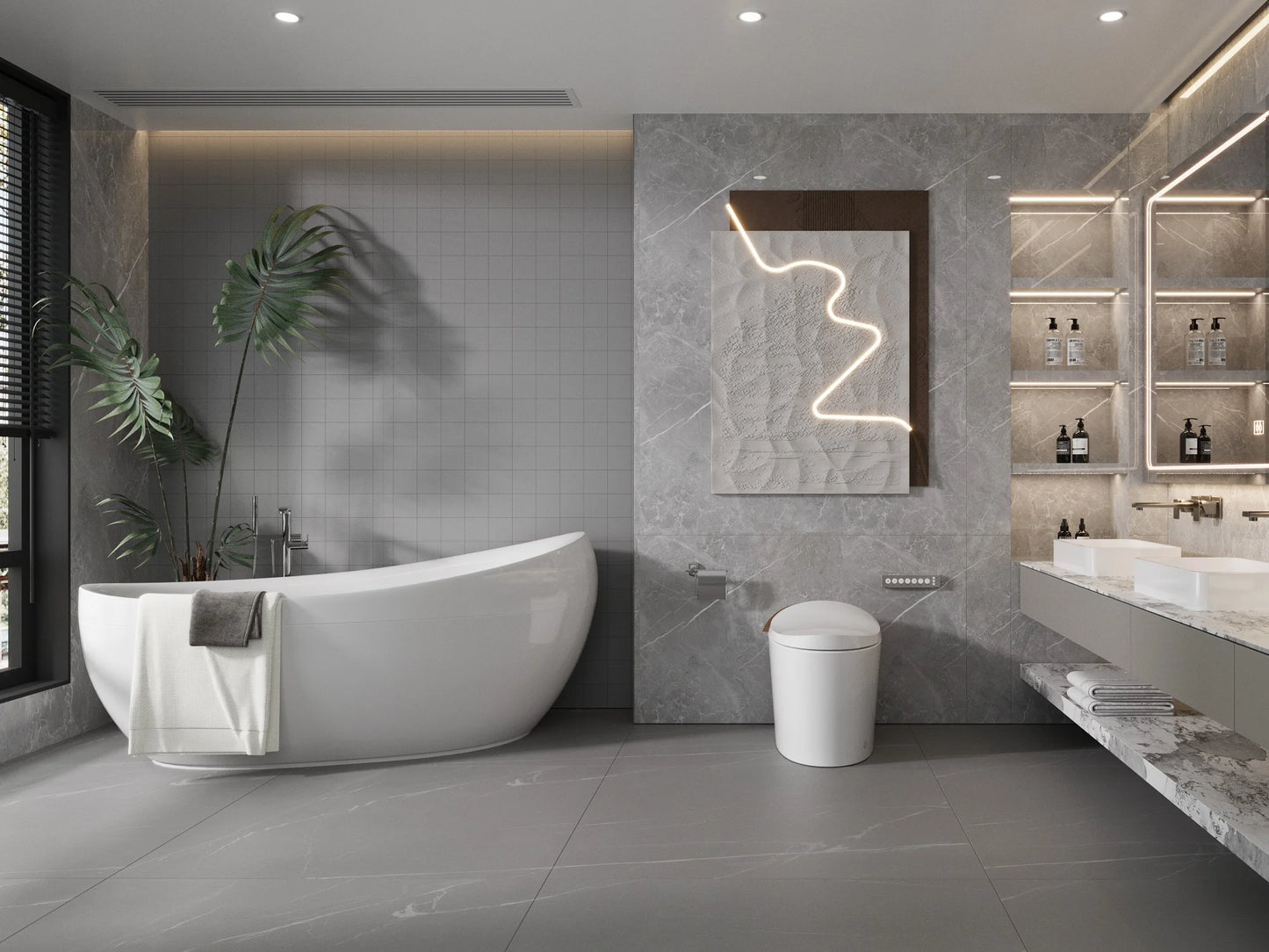 Tankless Elongated Smart Toilet Bidet 1.1/1.45 GPF in White with Auto Flush, Deodorization, Warm Water, Dryer
