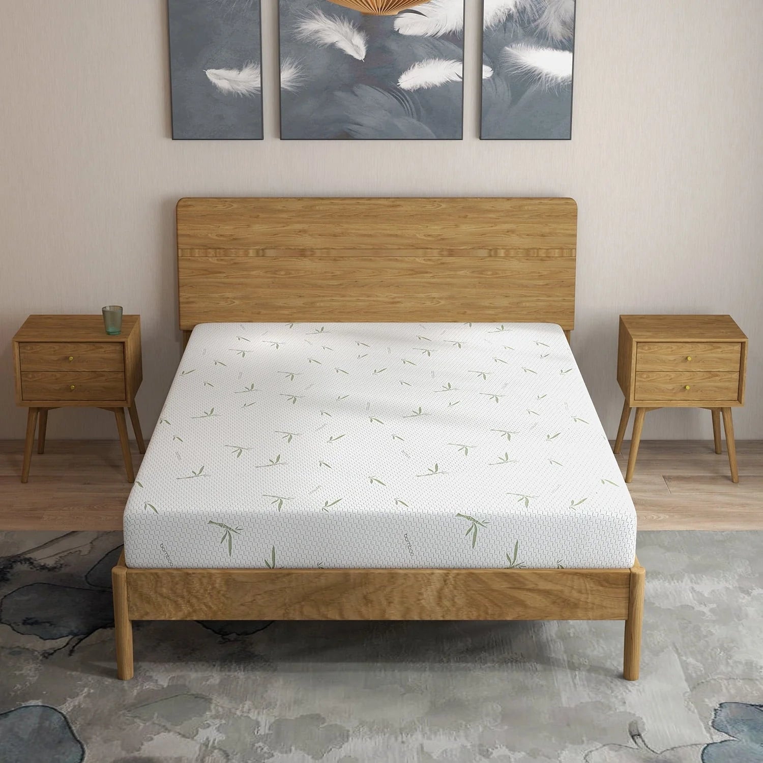 6 inch Twin Size Memory Foam Mattress , Medium Firmness Made in USA, with Green Tea Cooling Gel , Supportive & Pressure Relief Bed Mattress,Bamboo Knit cover
