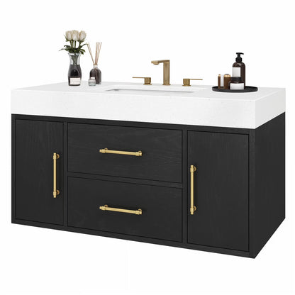 Craftian 48 inch Wall Mounted Bathroom Vanity 2 Doors & 2 Drawers, Floating Bathroom Cabinet, White