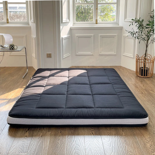 Mattress, Padded Japanese Floor Mattress Quilted Bed Mattress Topper, Extra Thick Folding Sleeping Pad with Bandage and Storage Bag, Twin Size