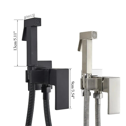 Bidet Faucet Brass Shower Tap, Washer Mixer Cold Hot Water Mixer Crane Square Shower Sprayer Head Tap Toilet Faucets ,360 Rotation