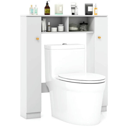 Topcobe Over The Toilet Storage Cabinet with 2 Open Compartments and 4 Adjustable Shelves, Bathroom Furniture, Bathroom Shelves, White