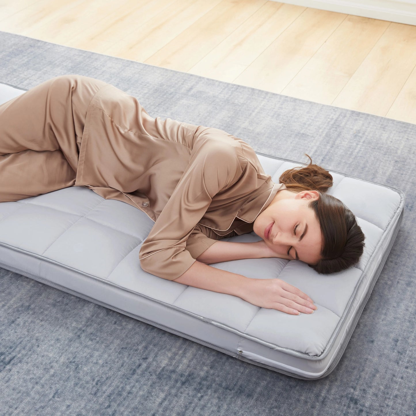Jamdok 4Inch Floor Mattress,3-Layer Structure,Narrow Twin Size Gel Memory Foam,Removable Pillow Top Cover,Roll up Cot Mattress Topper,Portable Sleep Mat(75X30X4°)