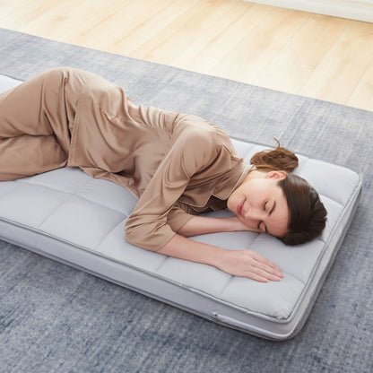 Jamdok 4Inch Floor Mattress,3-Layer Structure,Narrow Twin Size Gel Memory Foam,Removable Pillow Top Cover,Roll up Cot Mattress Topper,Portable Sleep Mat(75X30X4°)