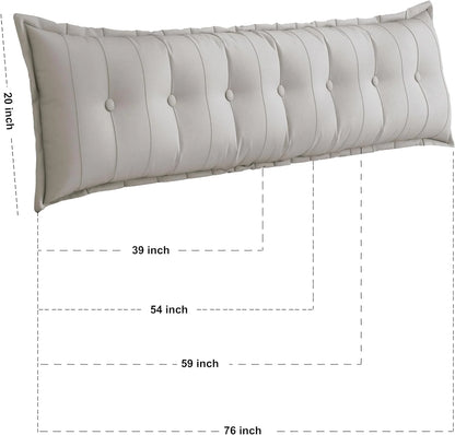 Daneey Large Headboard Pillow Full Pillow Headboard Soft Daybed Pillows Bolster Pillow for Bed & Couch Long Pillow for Bed Decorative, Removable Ivory Cover