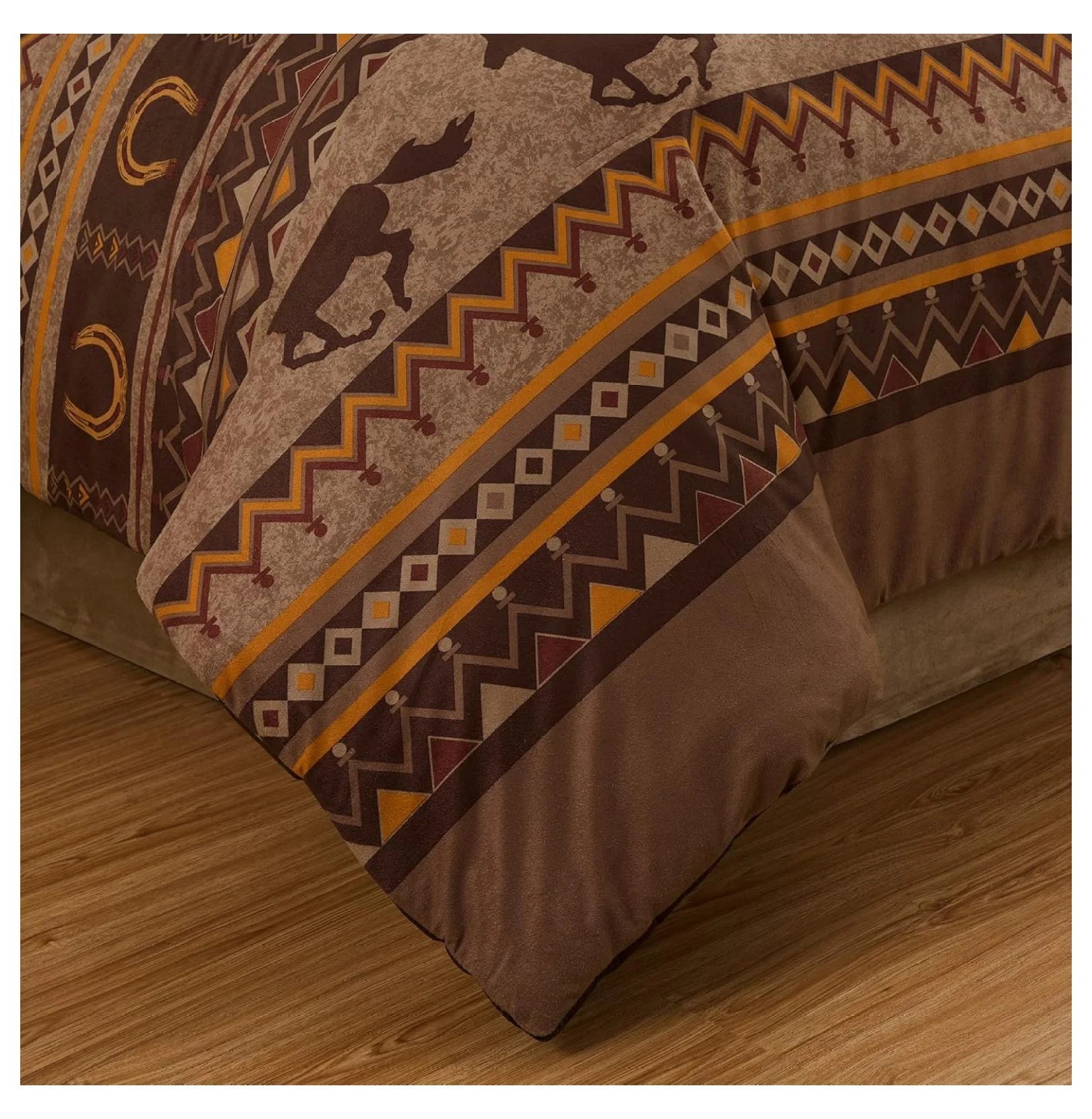 Sedona 7-Piece Southwestern Horses Comforter Set King - Micro Suede Bedding - Rustic Western Decor - 100% Polyester