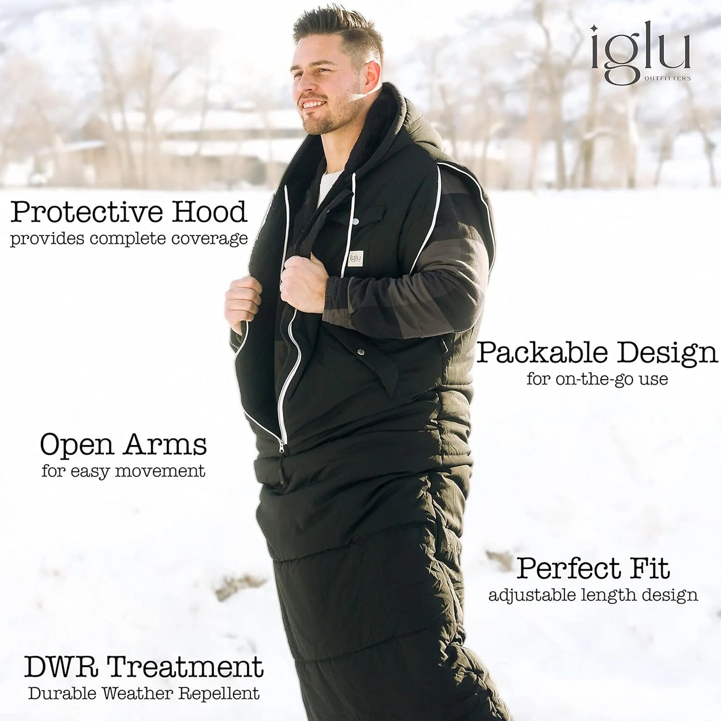 Wearable Sleeping Bag Long Puffer Jacket Stadium Sack Camping Sports Stadiums Poncho Blanket