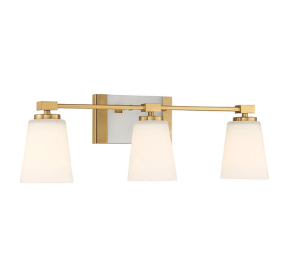Warm Brass Three Light Bathroom Vanity from the Darby Collection