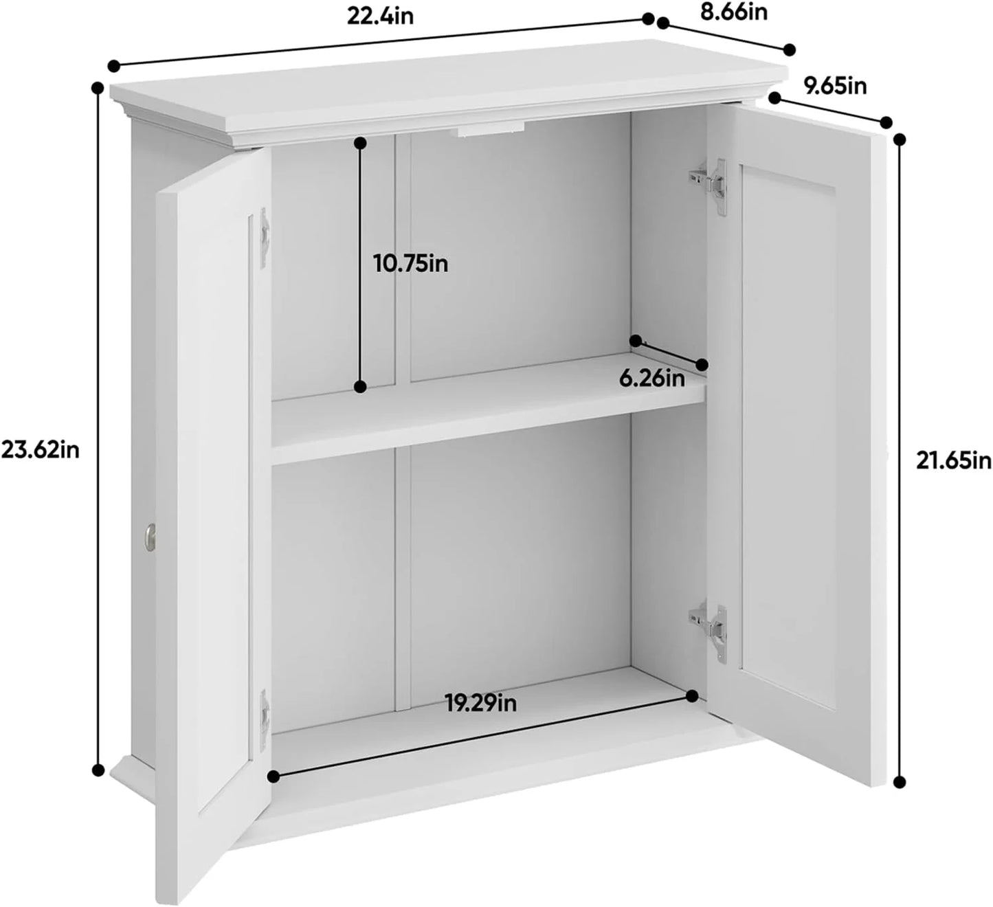 Medicine Cabinet Bathroom Wall Cabinet with Adjustable Shelf and 2 Rattan Doors, Space Saver Storage Cabinet for Livingroom, Laundry,White