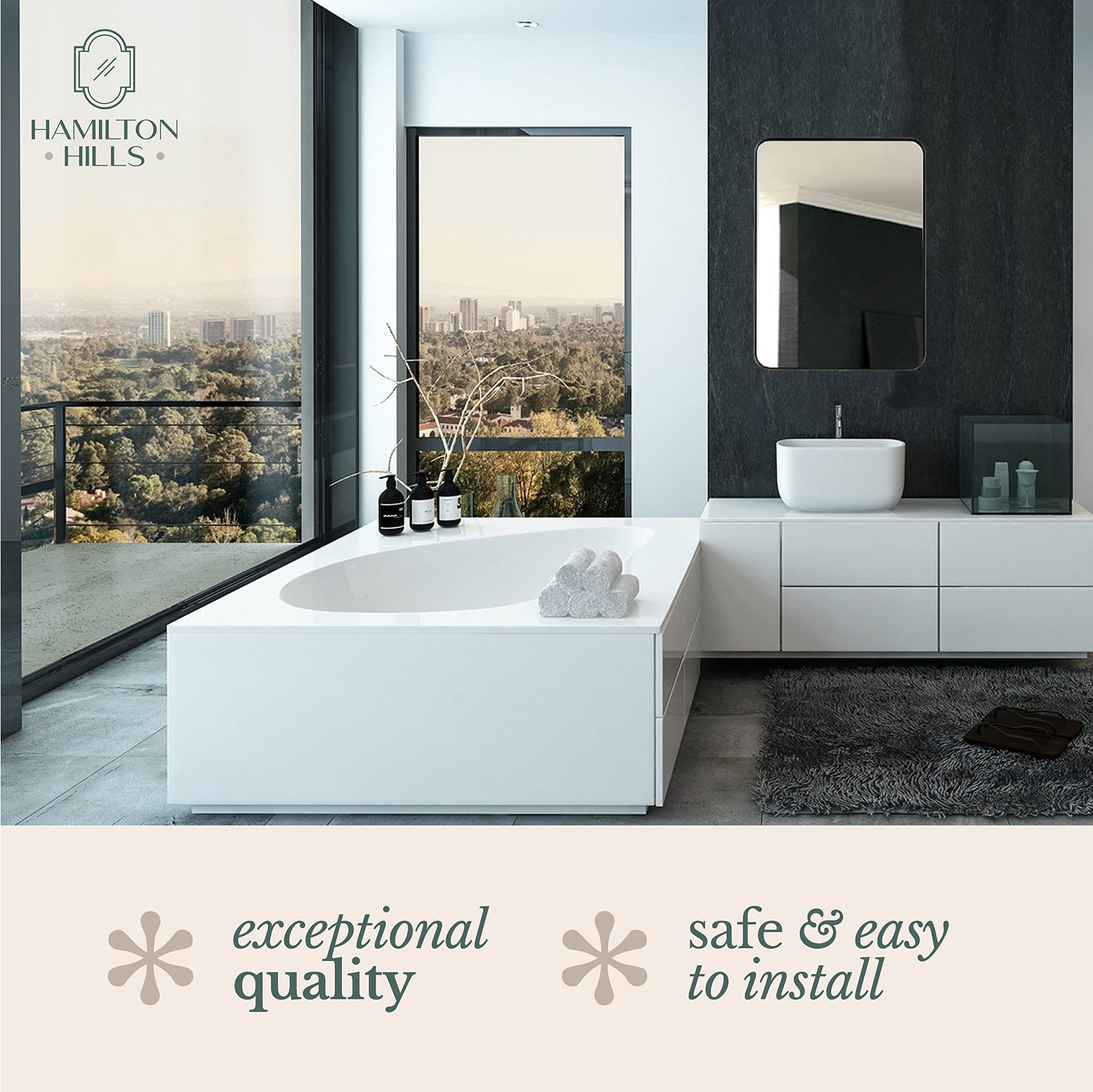 Hamilton Hills 22x30 inch Metal Black Frame Mirror for Bathroom
