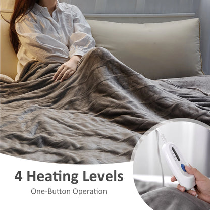 MARNUR Electric Heated Blanket Twin Size 62" x 84" with 4 Heating Levels, 10H Auto-off, Machine Washable - Gray