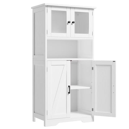 Kitchen Pantry Storage Cabinet with Doors and Shelves, 50.4" Freestanding Pantry Cabinets, Wooden Cupboard, Large Floor Cabinet for Bathroom, Kitchen, Dining Room, Living Room, Rustic Brown