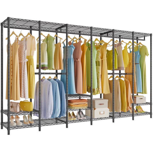 VIPEK V60 Extra Large Portable Closet Rack Heavy Duty Clothing Rack for Hanging Clothes Freestanding Wardrobe Closet, Metal Closet for Bedroom Storage Organizer, Load 1620lbs, Black