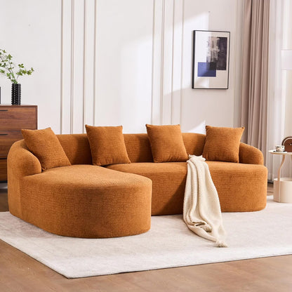 Loveseat Sectional Sofa for Living Room, 65’Modern Luxury Plush Chenille Extra Deep Seat Curved Cloud Floor Couch with 3 Throw Pillows for Small Spaces, No Assembly Needed, Sapphire Blue
