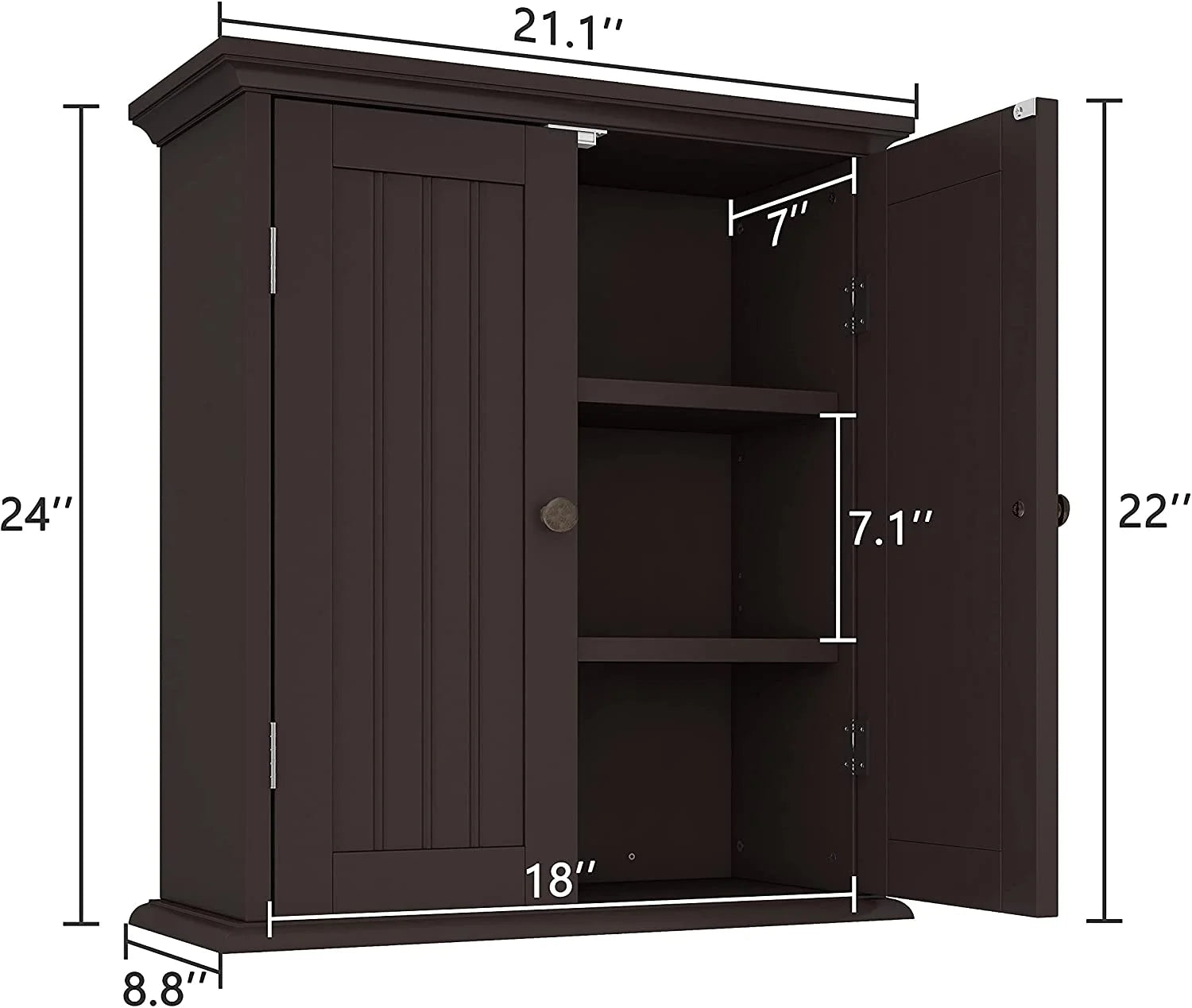 Bathroom Wall Cabinet, Over The Toilet Space Saver Storage Cabinet, Medicine Cabinet with 2 Door and Adjustable Shelves, Cupboard