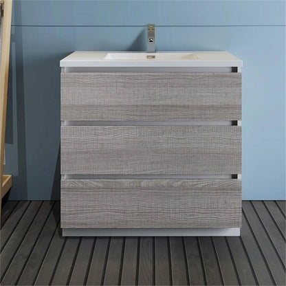 Fresca Lazzaro 36" Rosewood Free Standing Modern Bathroom Cabinet w/Integrated Sink